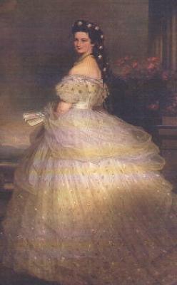 Franz Xaver Winterhalter Empress Elisabeth of Austria in White Gown with Diamond Stars in her Hair Sweden oil painting art